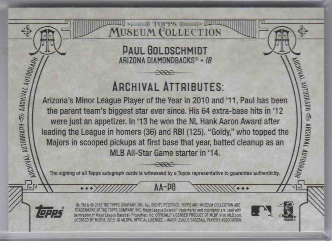 2016 Museum Collection Paul Goldschmidt #AA-PG card back image