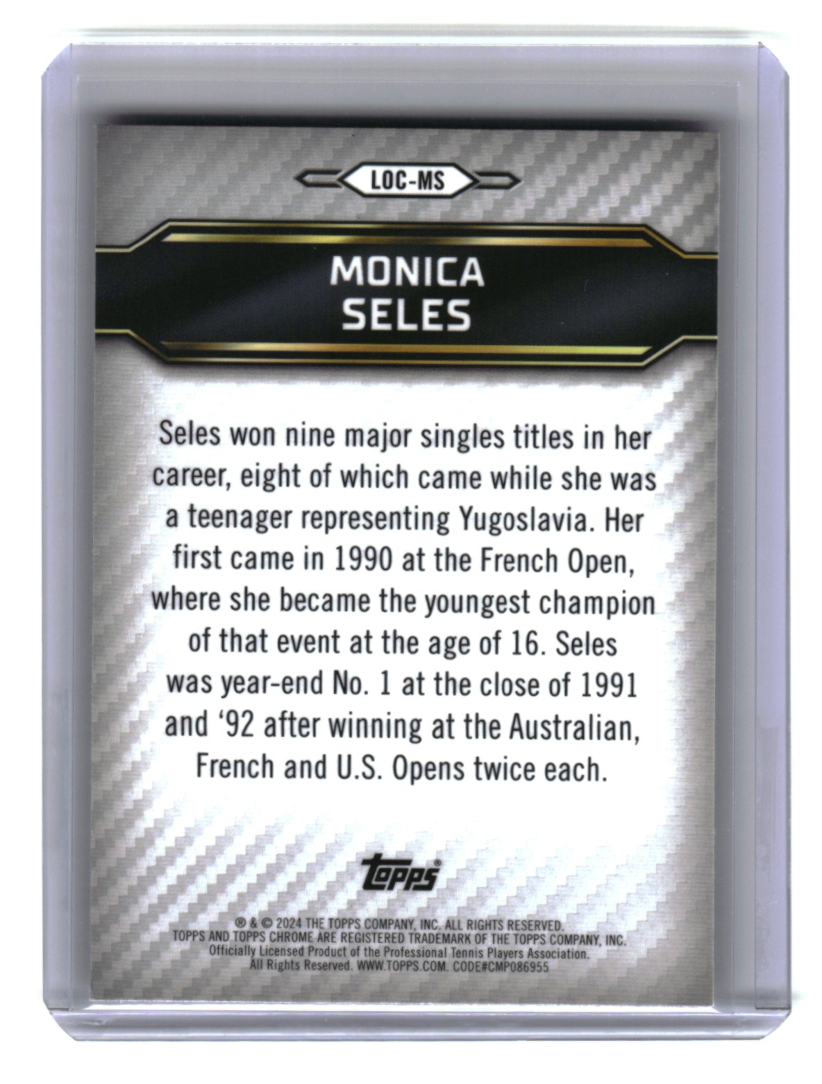 2024 Topps Graphite Legends of the Court MONICA SELES #LOC-MS card back image