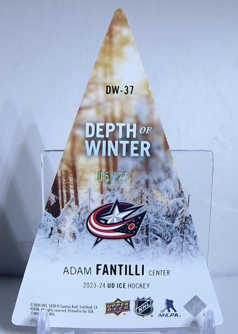 2023-24 Upper Deck Ice Depth of Winter Blue Frost Adam Fantilli #DW-37 card back image