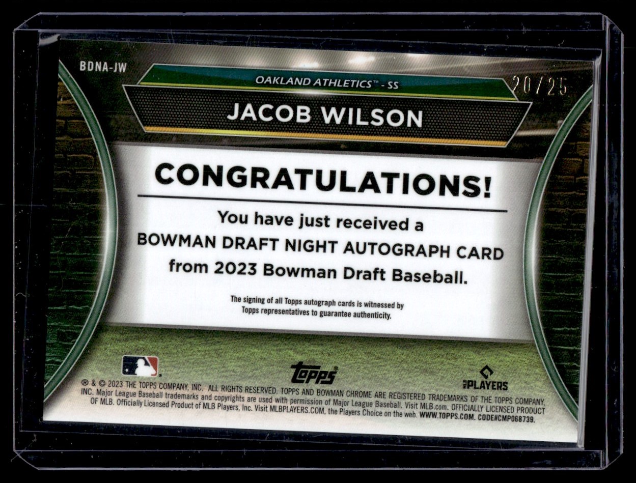 2023 Bowman Draft Night Autographs Orange Refractors Jacob Wilson 