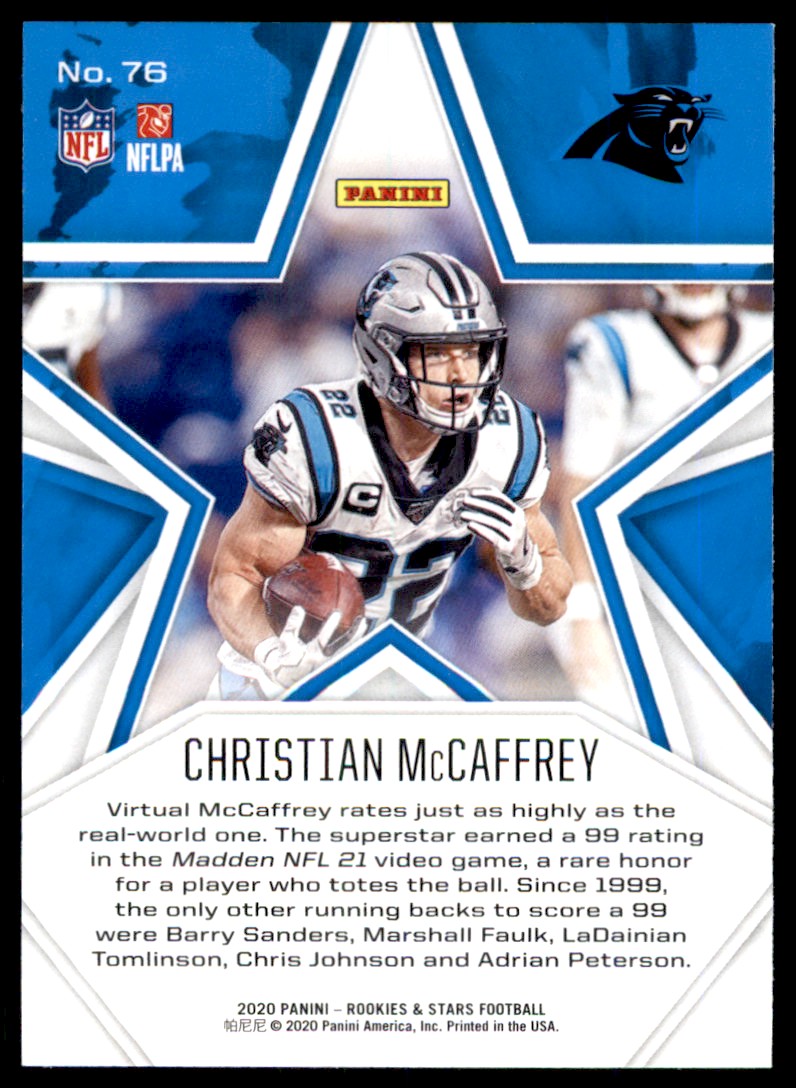 2020 Panini Rookies & Stars Christian McCaffrey #76 card back image