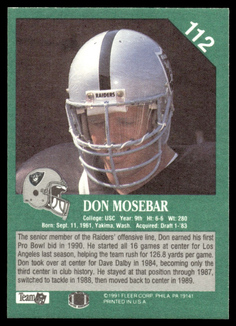 1991 Fleer Don Mosebar #112 card back image