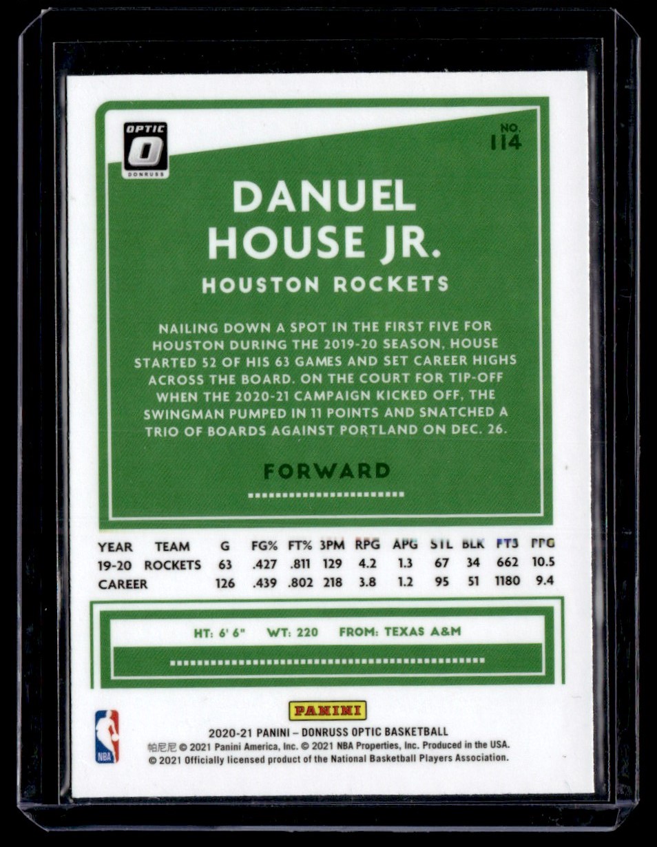 2020-21 Donruss Optic Danuel House Jr. #114 card back image