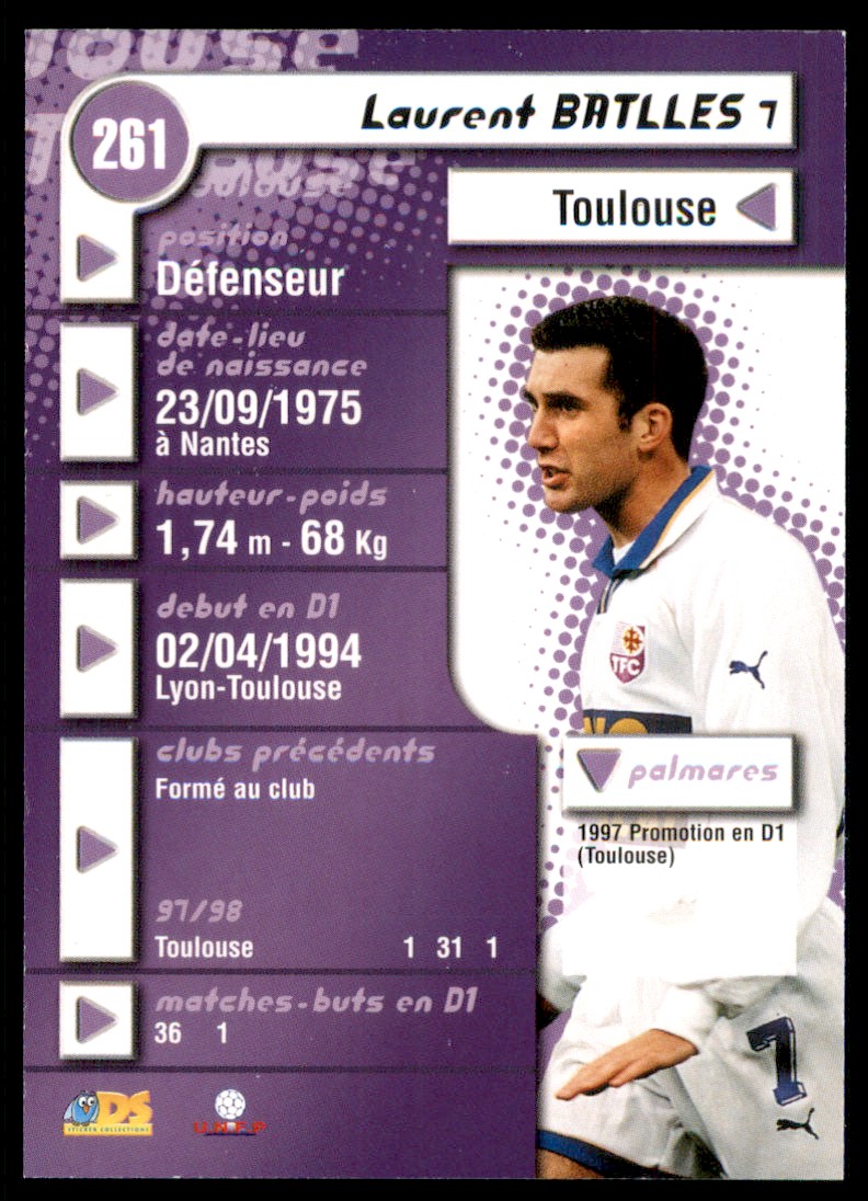 1998 DS France Laurent Batlles #261 card back image