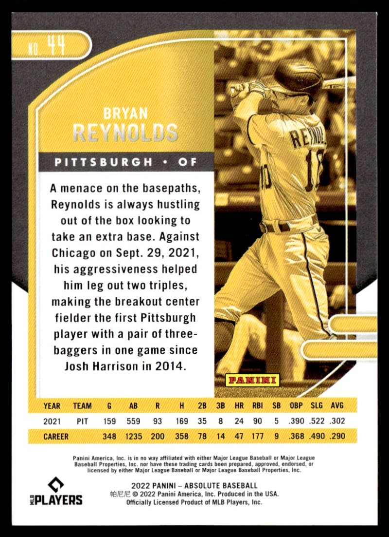 2022 Panini Absolute Gold Red Spectrum Bryan Reynolds 69/99