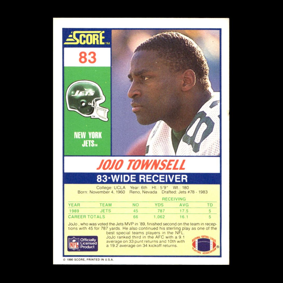 Jojo Townsell 1990 Score New York Jets #83 Set Break GM | eBay