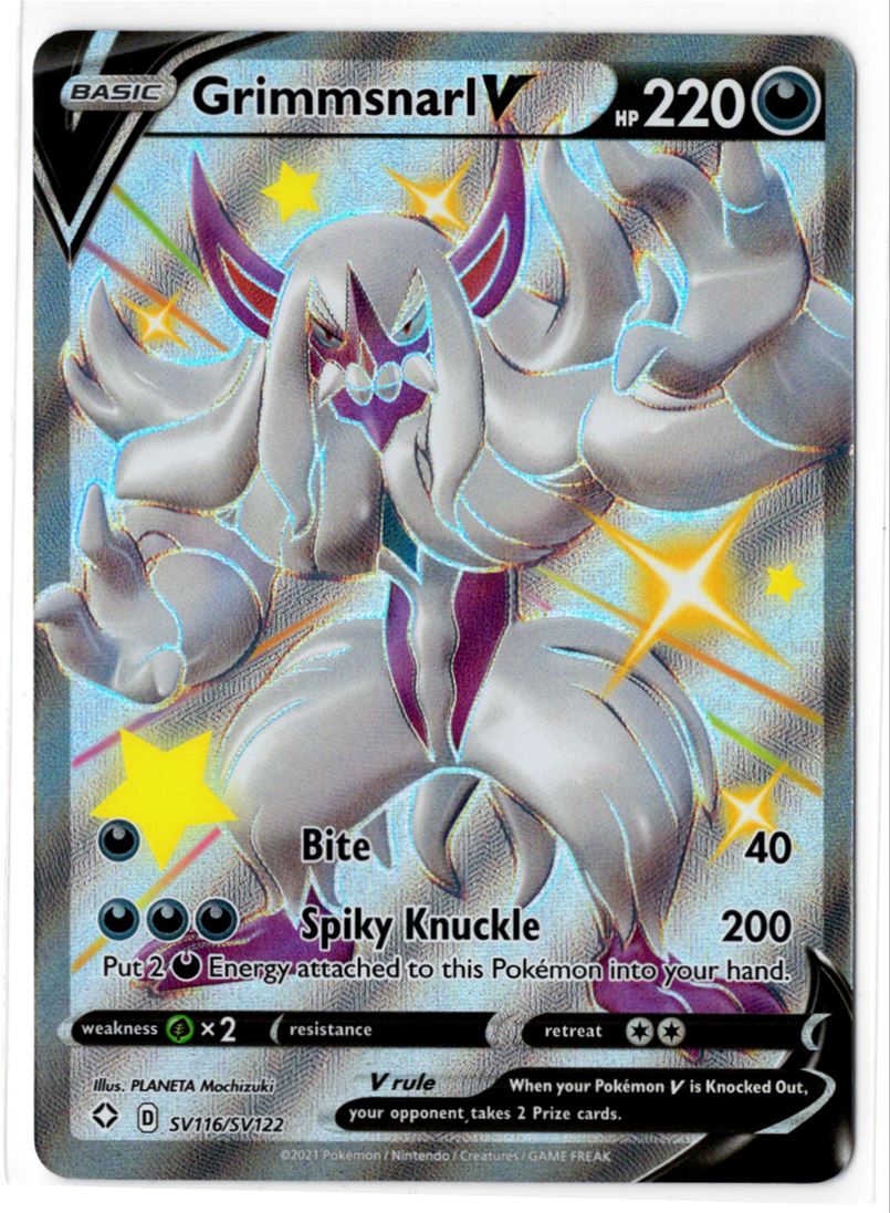 grimmsnarl v pokemon card value SWSH057 Black Star promo Holo Rare Near Mint Darkness Spiky Knuckle (200) Put 2 Darkness Energy attached to this Pokmon into your hand Pokemon Sword & Shield Promo