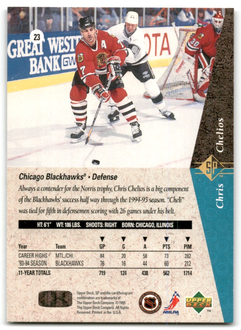 1994-95 Upper Deck SP Die Cut Hockey Card Chris Chelios #23