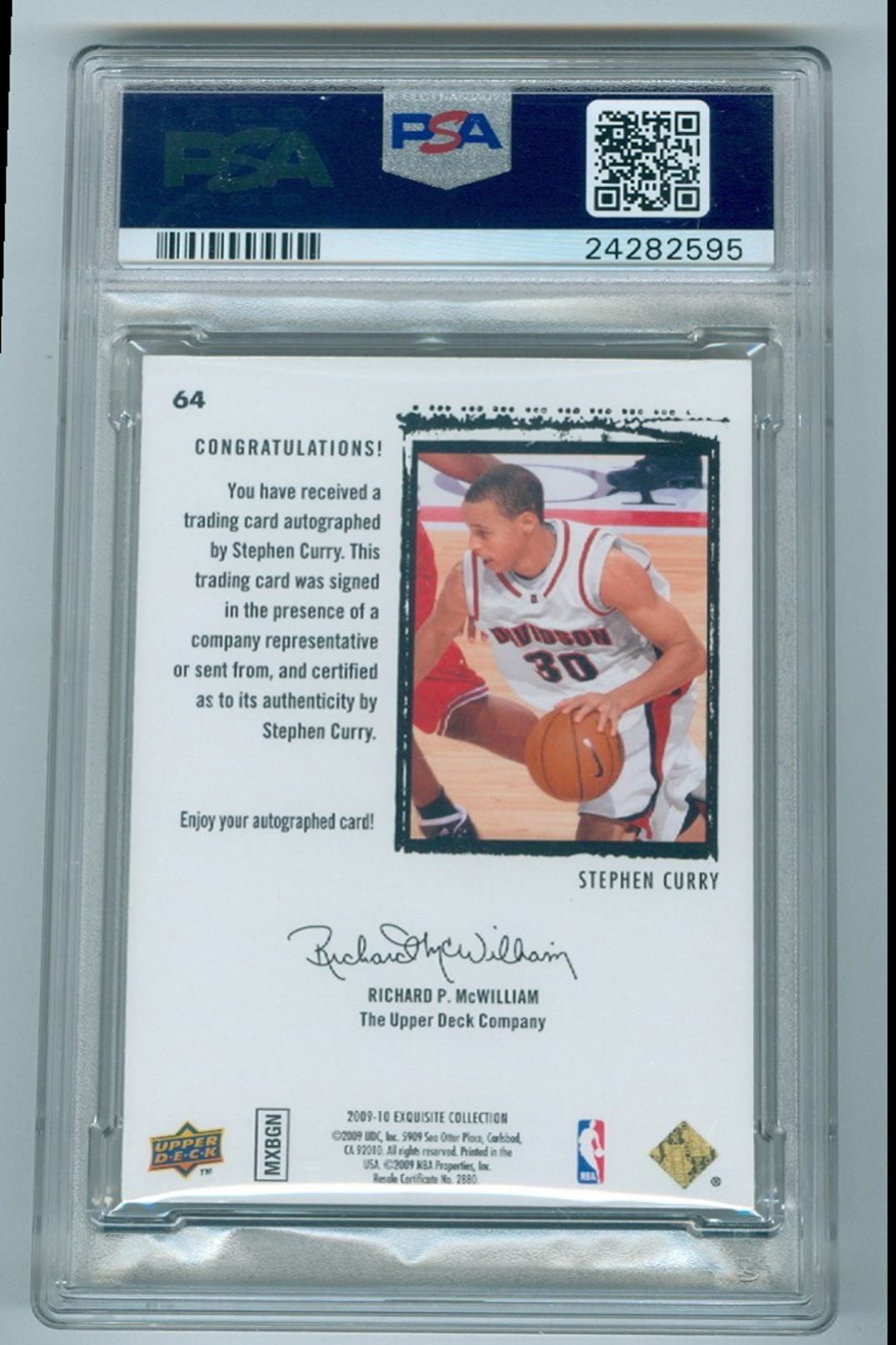 2025 -MME- fix back side Stephen Curry 2009 UD Exquisite Collection PSA Style -Custom Made Keychain #0021 card back image