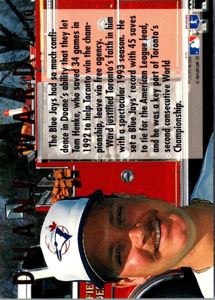 1994 Ultra Firemen Duane Ward #2 card back image
