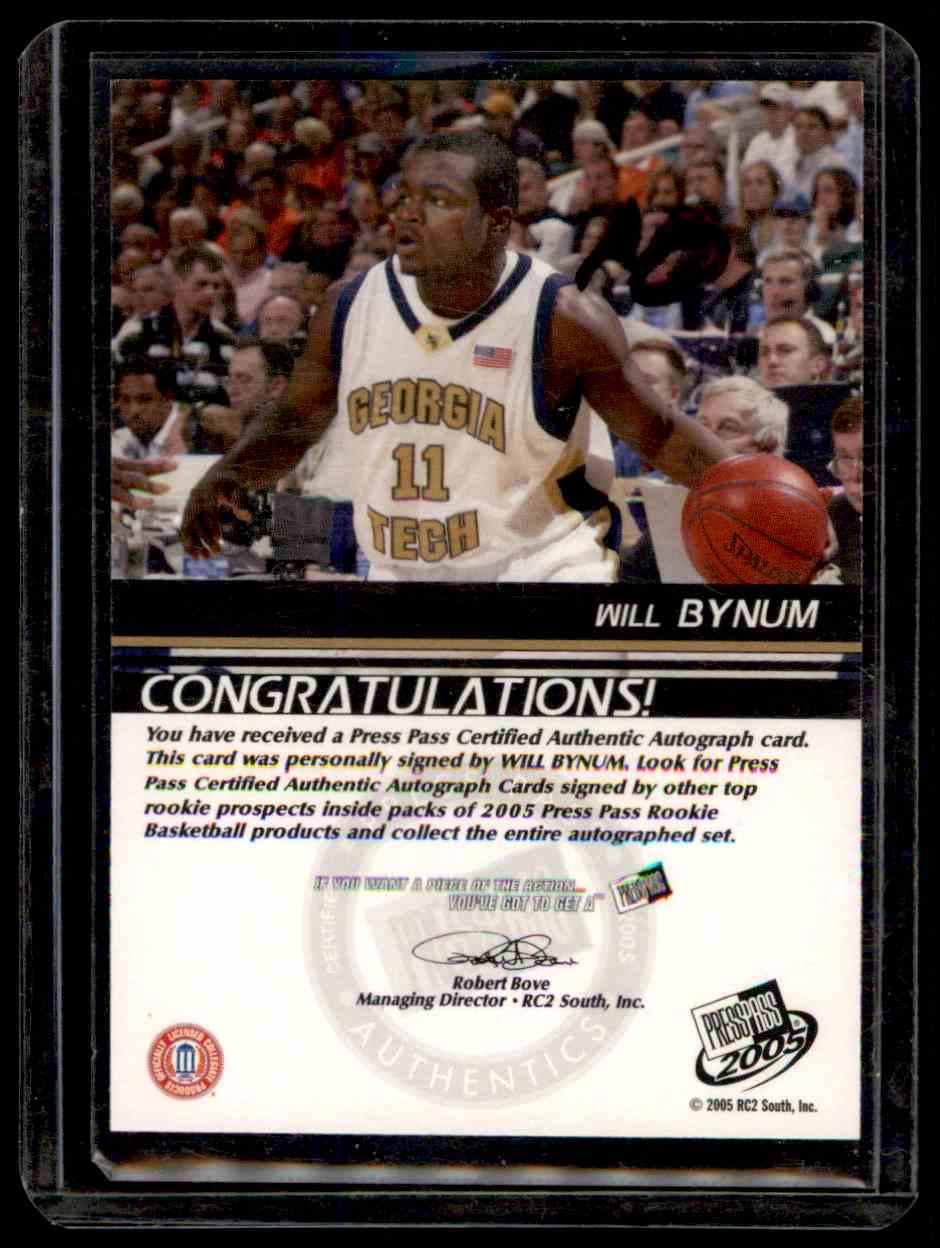 2005-06 Press Pass Autographs Will Bynum #WB card back image