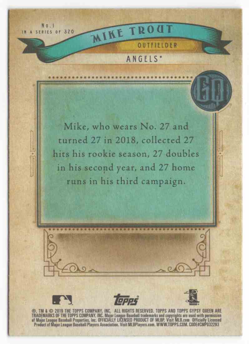 2019 Topps Gypsy Queen Green Mike Trout #1 card back image