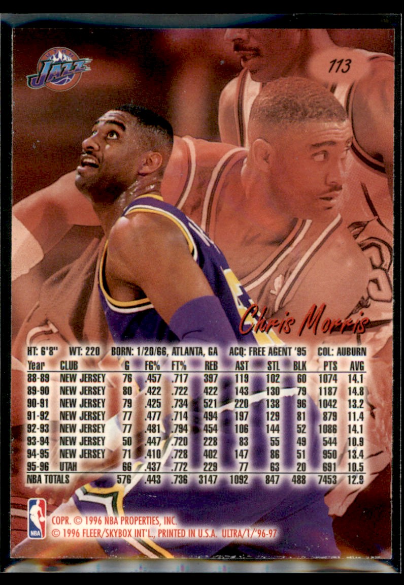 1996-97 Ultra Chris Morris Utah Jazz #113 | eBay