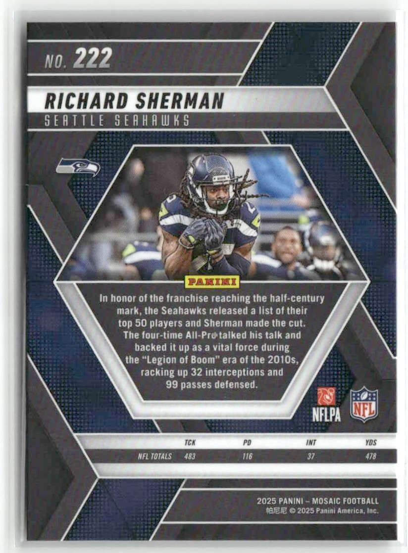 Richard Sherman 2025 Panini Mosaic Seattle Seahawks #222 | eBay