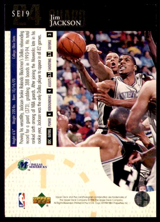 1994-95 Upper Deck Jim Jackson #SE19 card back image