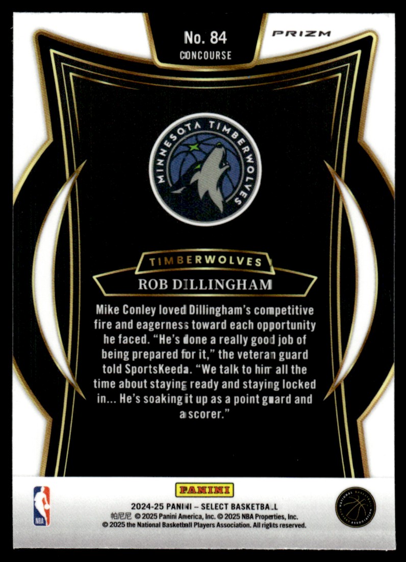 2024-25 Panini Select Silver Rob Dillingham #84 card back image