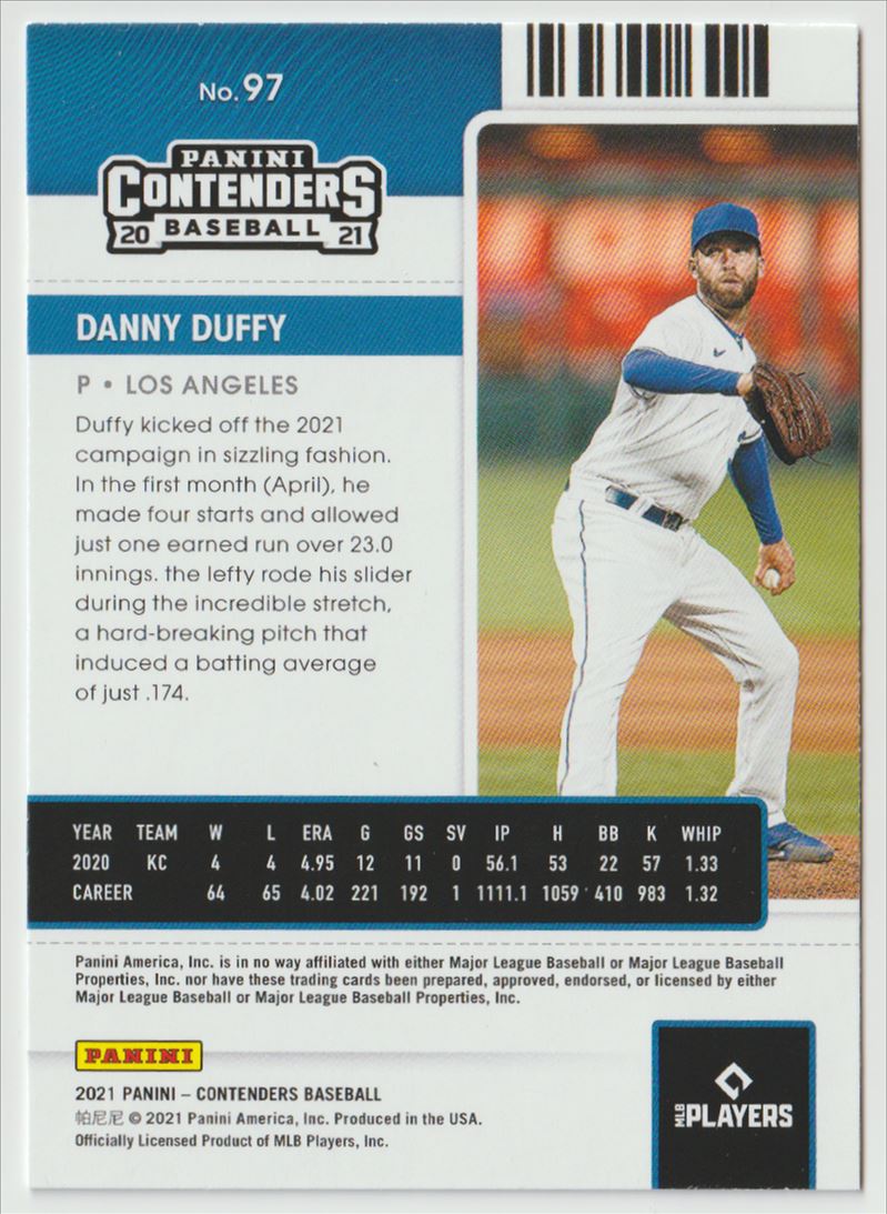 2021 Panini Contenders Season Ticket Blue Danny Duffy #97 card back image