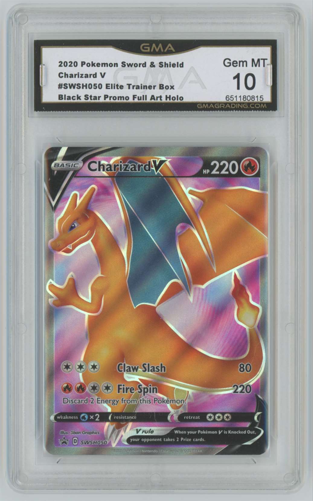 2020 Pokemon Champion's Path Promo Charizard V GMA 10 Gem