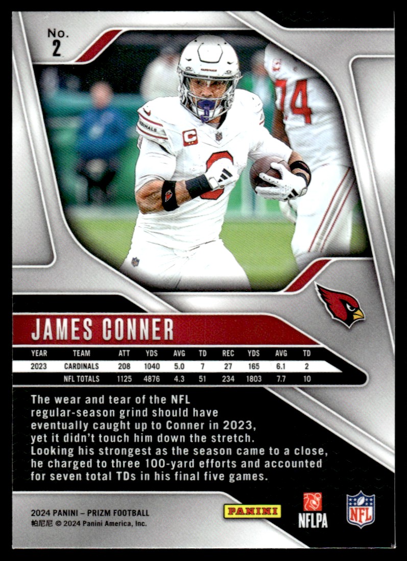 2024 Panini Prizm James Conner #2 card back image
