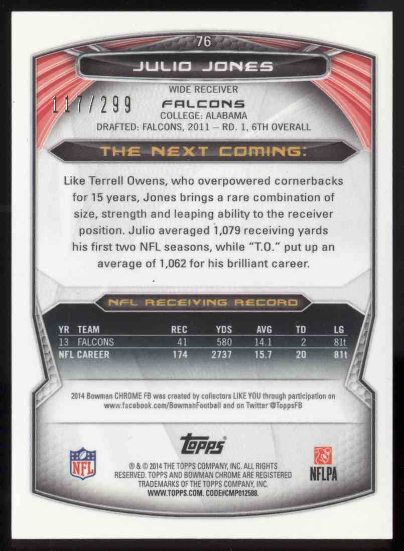 2014 Bowman Chrome Black Refractor Julio Jones #76 card back image