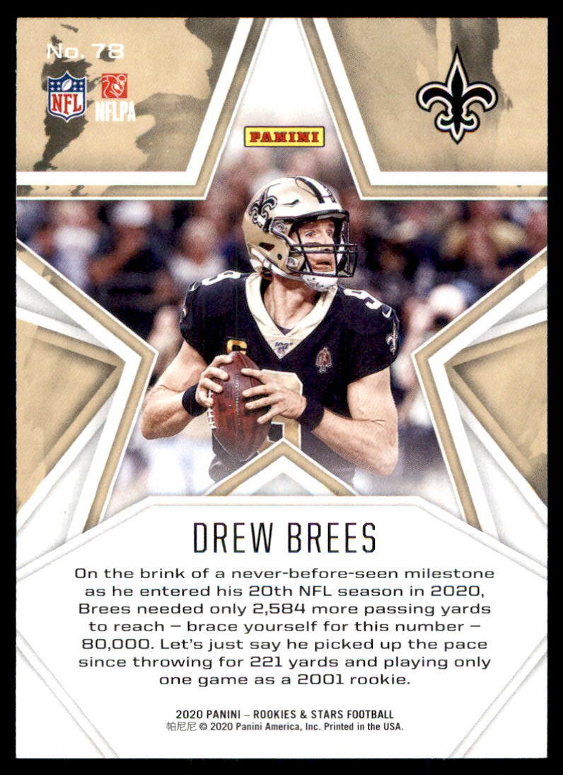 2020 Panini Rookies & Stars Drew Brees #78 card back image