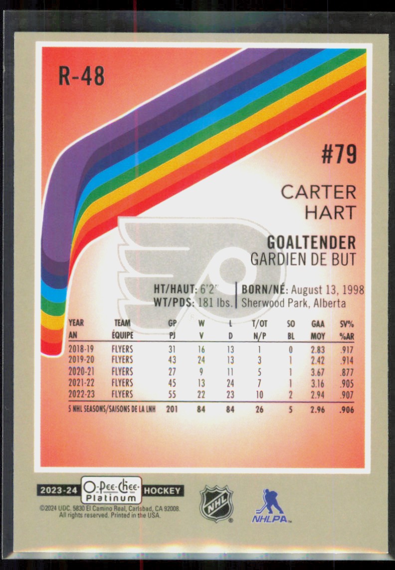 2023-24 O-Pee-Chee Platinum Retro Carter Hart Philadelphia Flyers