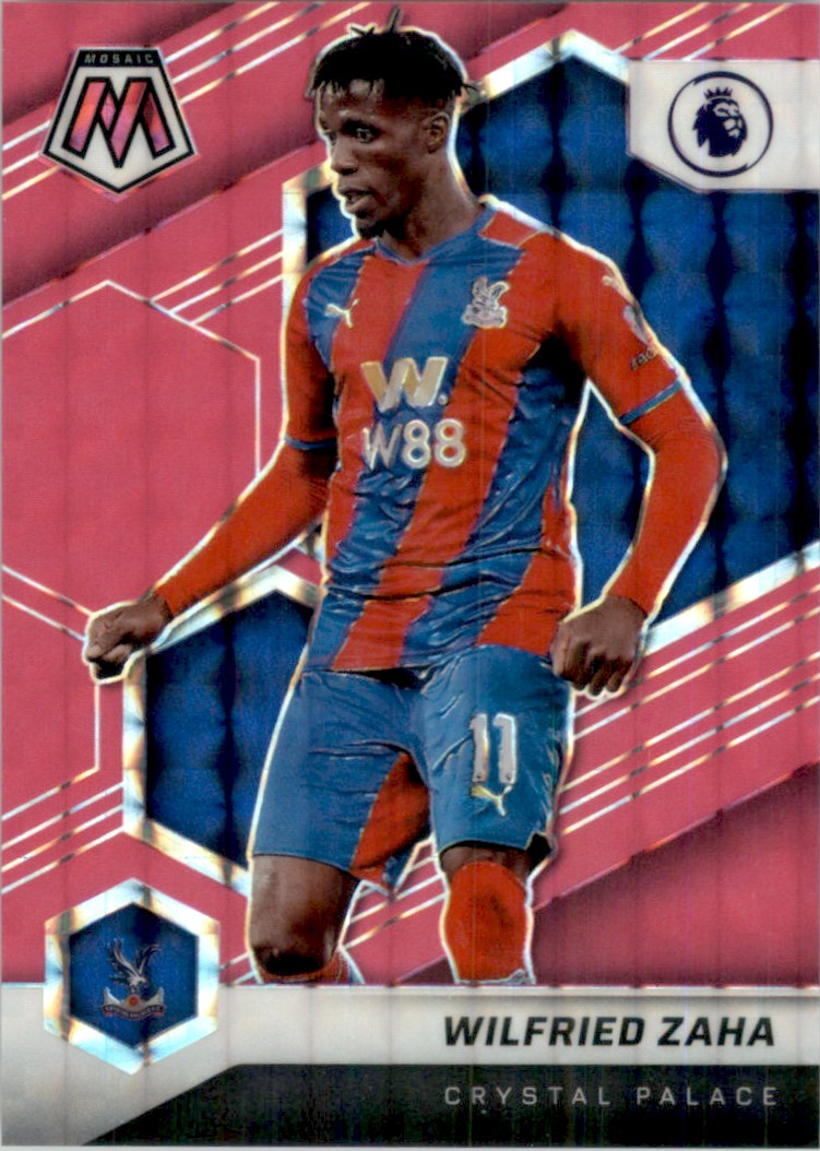 2021 Panini Mosaic English Premier League Mosaic Pink Fluorescent Wilfried Zaha #140 card front image