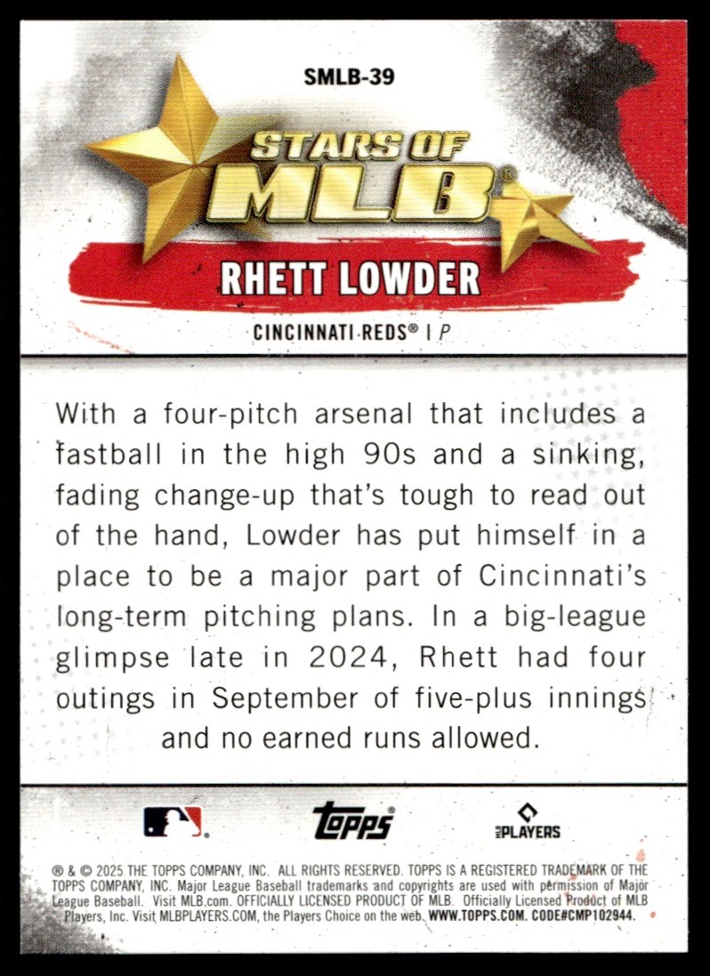 rhettのページです 2025 Topps Series 2 #SMLB-39 Rhett Lowder Rookie Stars of