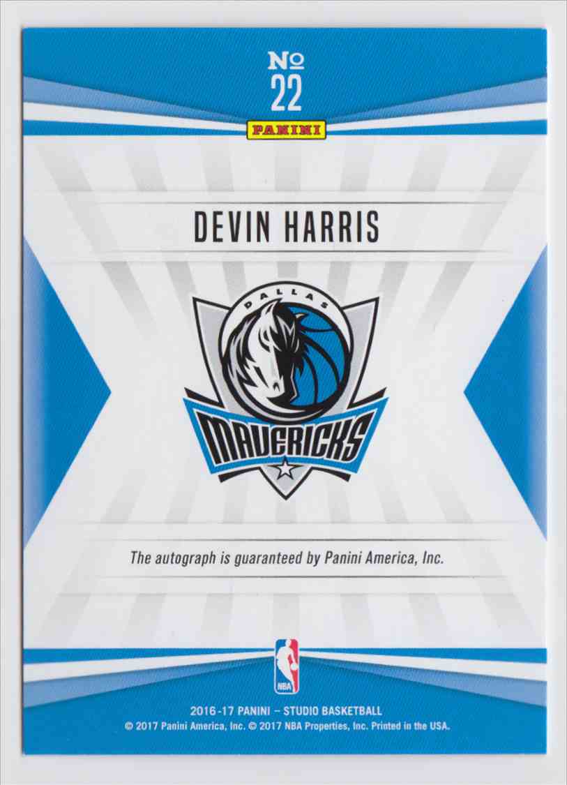 2016-17 Panini Studio Signatures Devin Harris #22 card back image