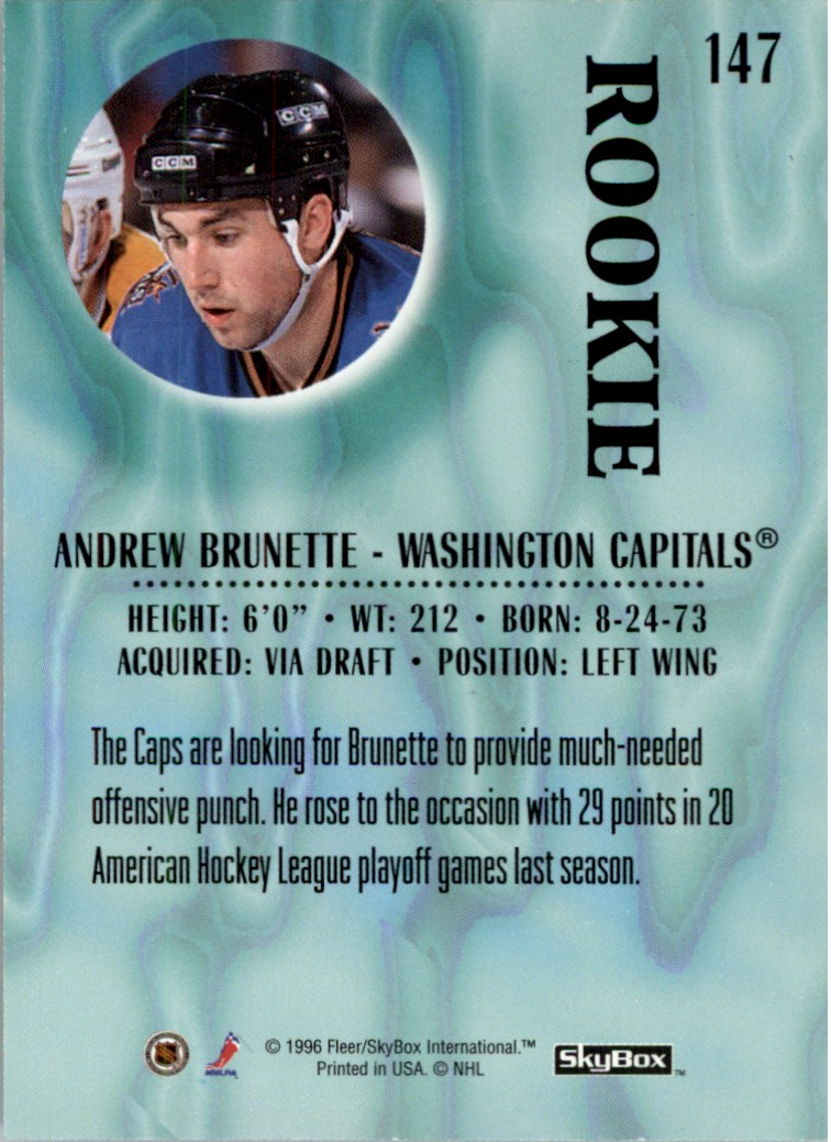 1996-97 Skybox Impact Andrew Brunette #147 card back image