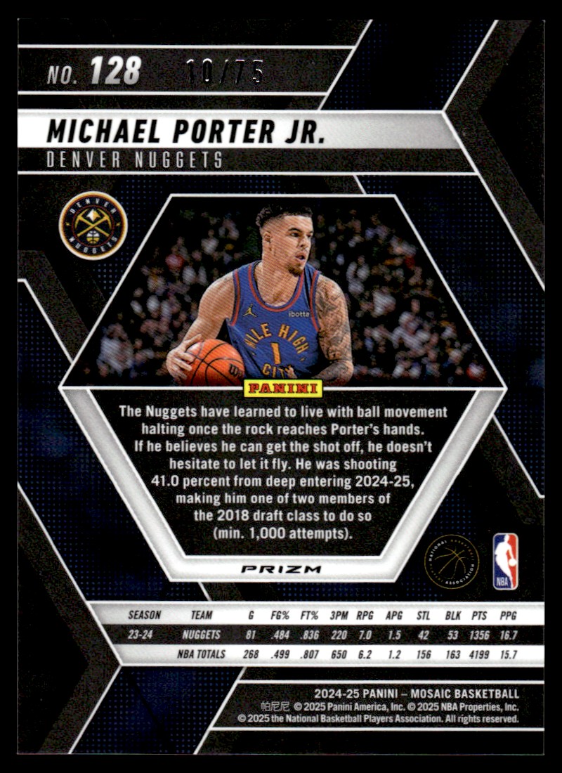 2024-25 Panini Mosaic Blue Fluorescent Michael Porter Jr. 10