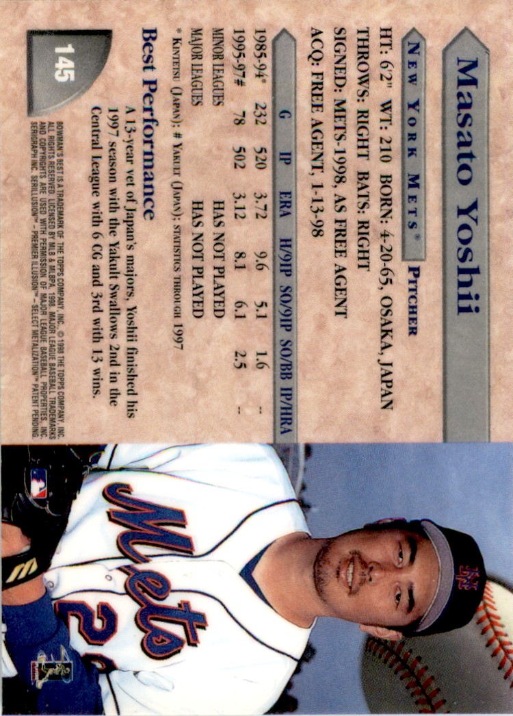 masa-yoshi 1998 Bowman's Best Masato Yoshii . New York Mets #145 | eBay