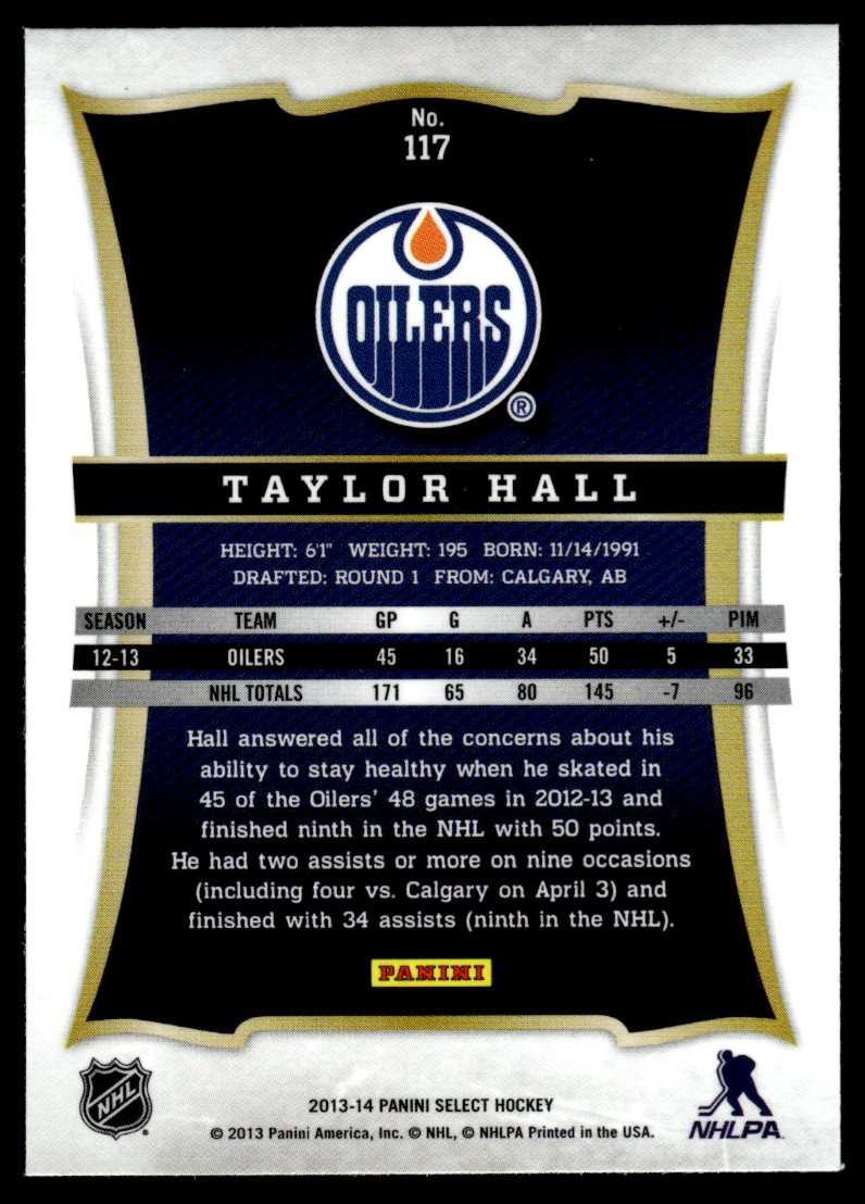 2013-14 Panini Select Taylor Hall #117 card back image