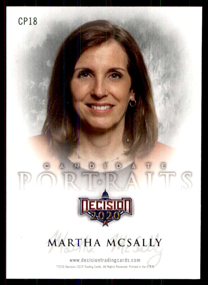 2020 Decision Candidate Portraits Martha Mcsally #CP18 card back image