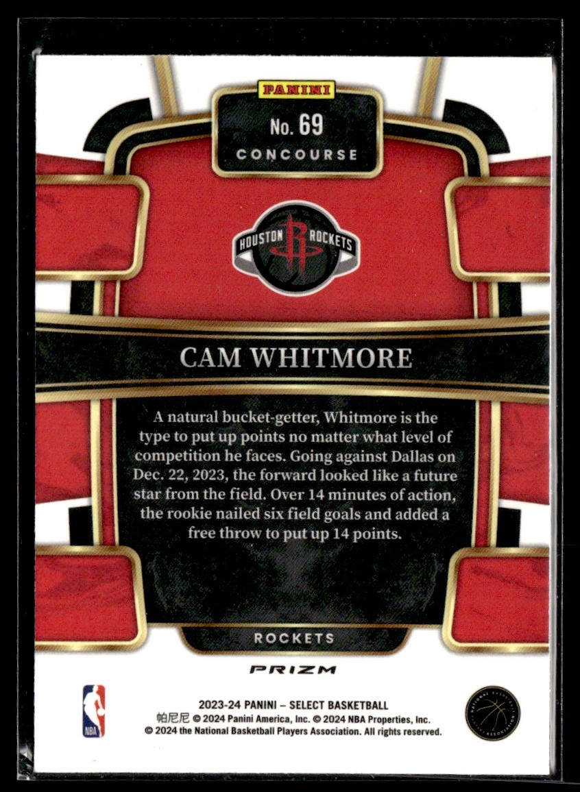 2023-24 Panini Select Blue Ice Concourse Cam Whitmore #69 card back image