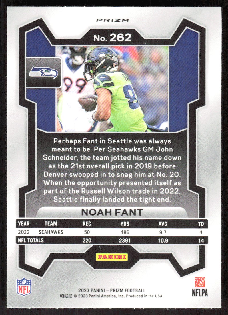 2023 1461C Panini Prizm ORANGE LAZER PRIZM Noah Fant Seattle