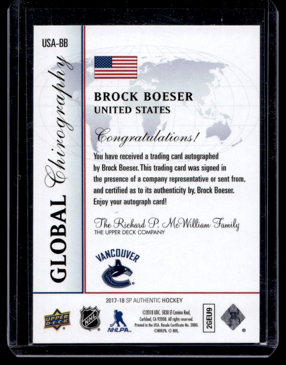2017-18 SP Authentic Global Chirography Autograph Rookie Brock