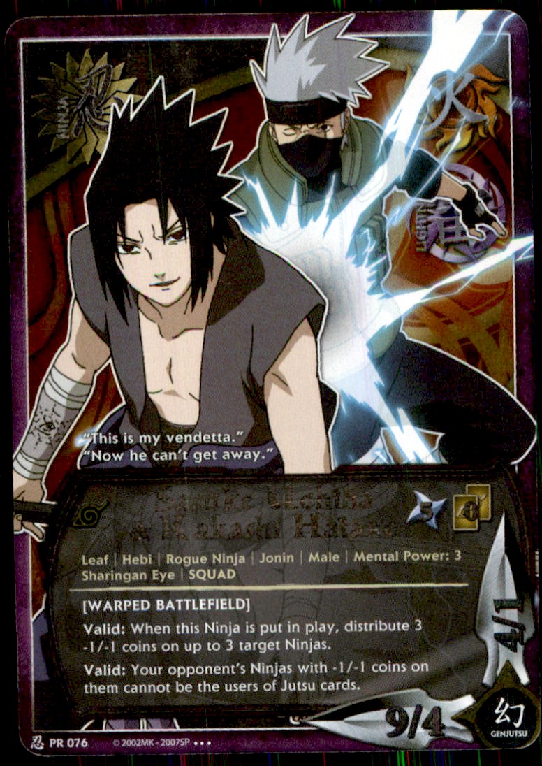 2002 Naruto CCG Sasuke Uchiha & Kakashi Hatake #PR076 on