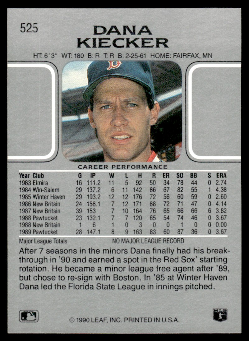 1990 Leaf Dana Kiecker #525 card back image