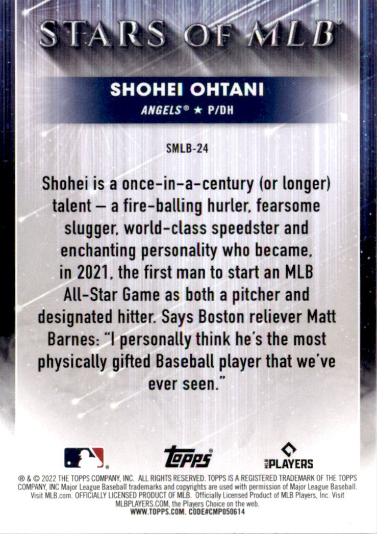 2022 Topps Stars of MLB Shohei Ohtani #SMLB-24 card back image