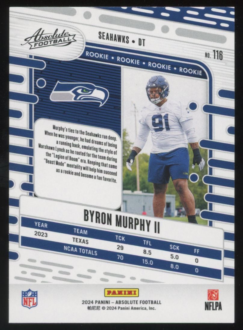 2024 Panini Absolute Byron Murphy II #116 card back image