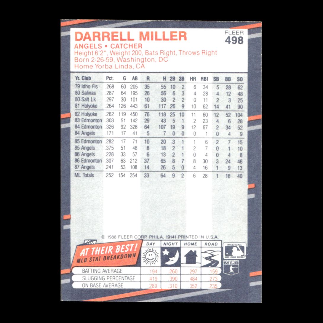 Darrell Miller 1988 Fleer California Angels #498 R326U 96 | eBay