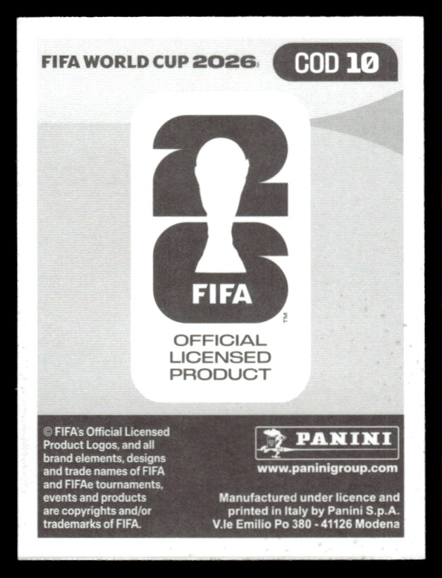 2026 Panini FIFA World Cup Cromos Sticker Edo Kayembe #COD10 on Kronozio