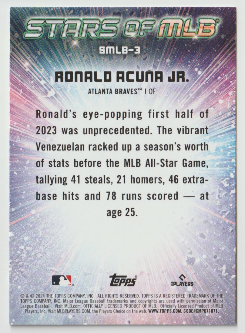 2024 Topps Stars of MLB Ronald Acuña Jr. #SMLB-3 card back image