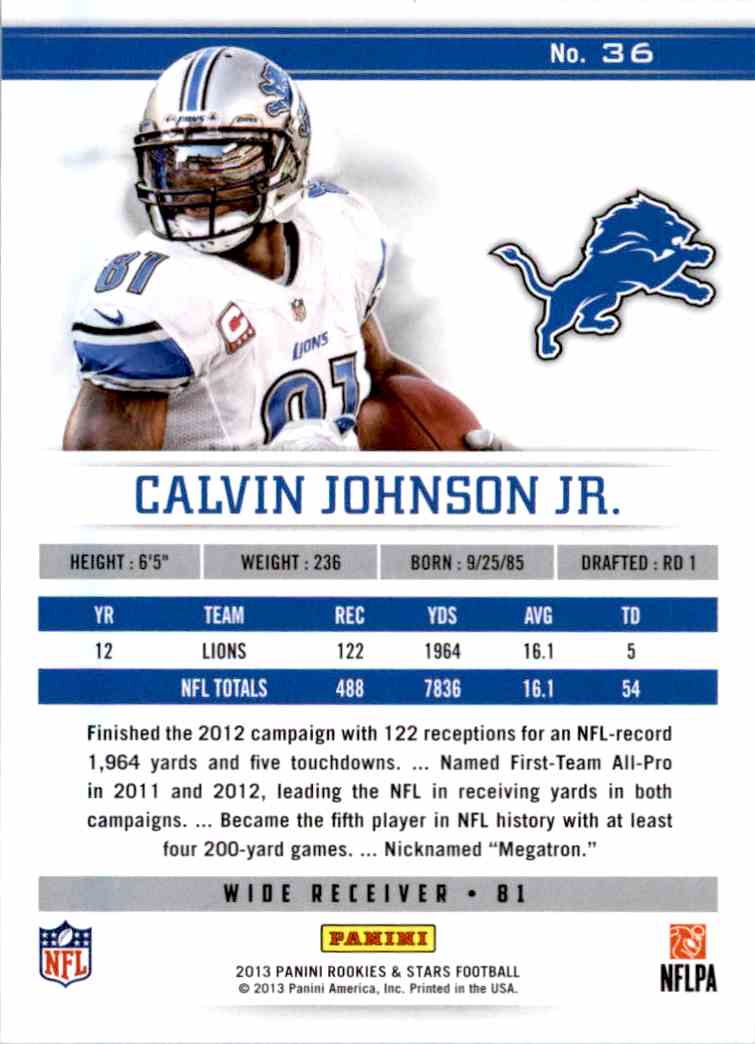 Calvin Johnson Detroit Lions Trading Cards Set