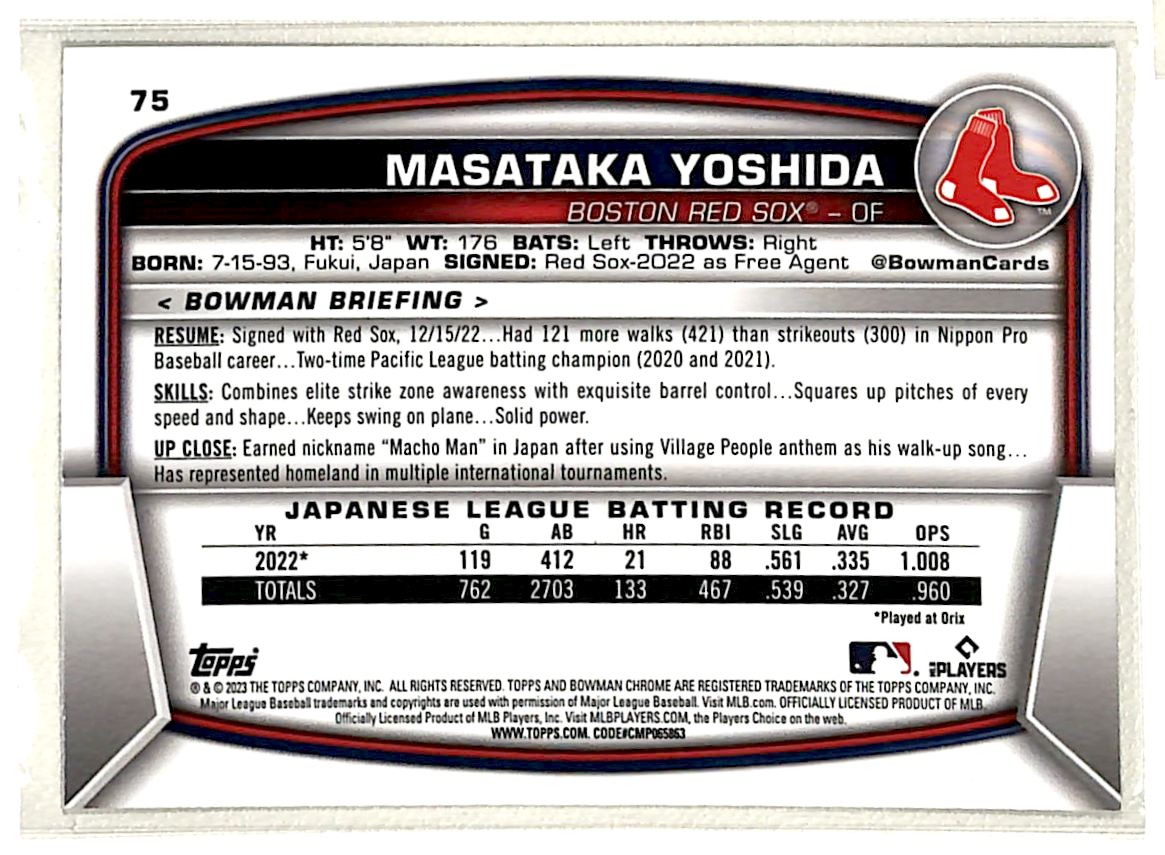 2023 Bowman Chrome Masataka Yoshida #75 card back image