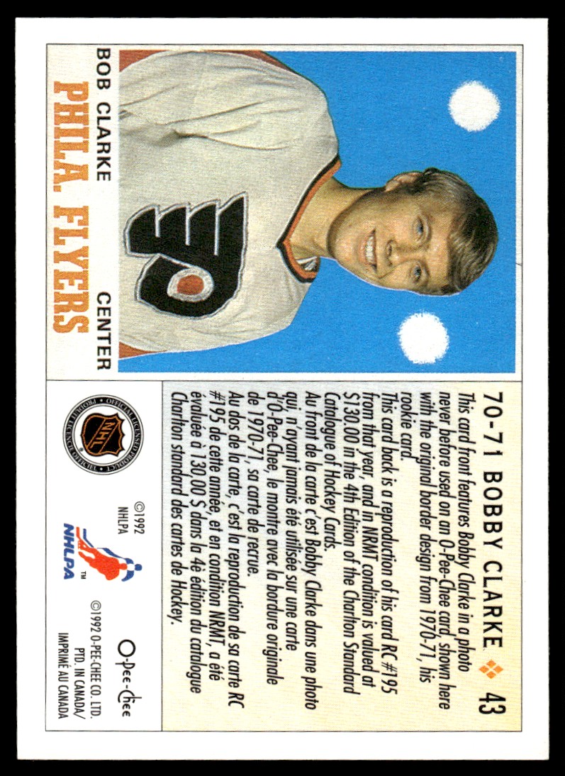 1992-93 O-Pee-Chee ! Bobby Clarke #43 card back image