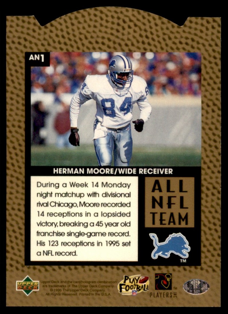1996 Upper Deck Silver All-NFL Herman Moore #AN1 card back image