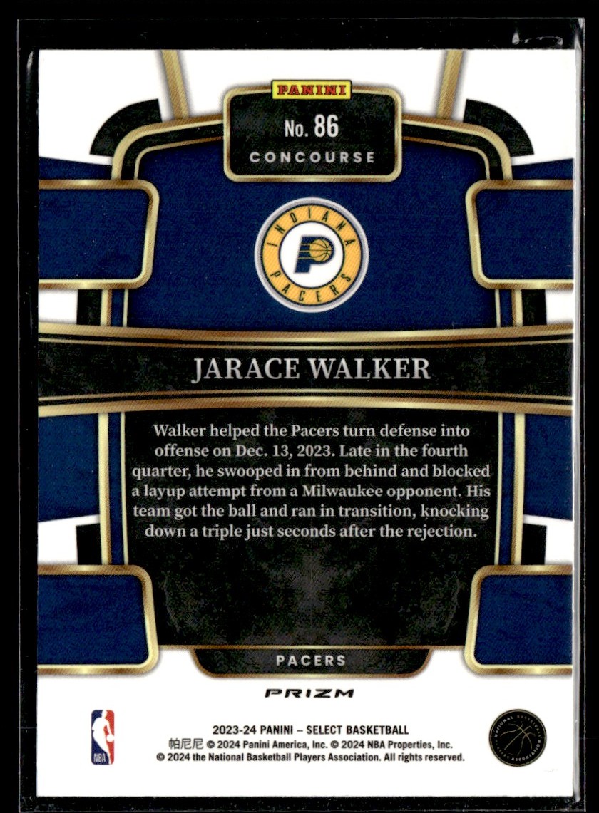 2023-24 Panini Select Blue Ice Concourse Jarace Walker #86 card back image