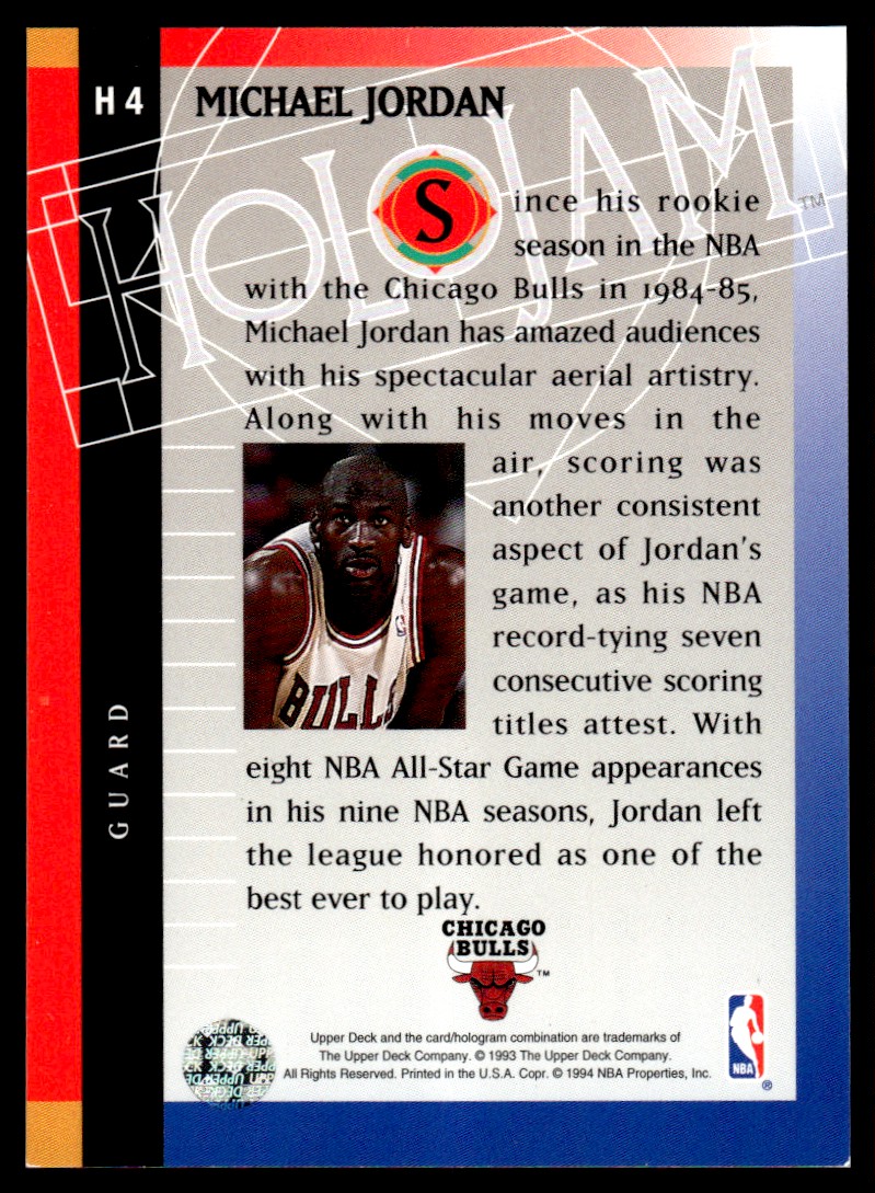 1994-95 Upper Deck Jordan Rare Air Michael Jordan #4 card back image